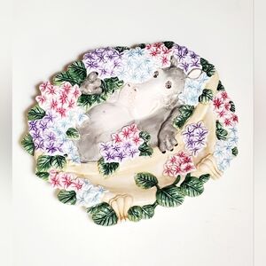 Fitz And Floyd Hippo In Hydrangea Floral Clawfoot Bathtub Canape Art Plate